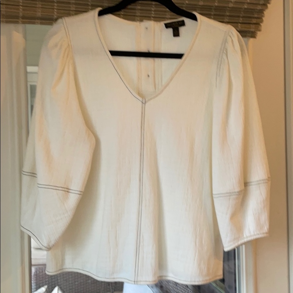 Ivory v neck anthropologie blouse size M
